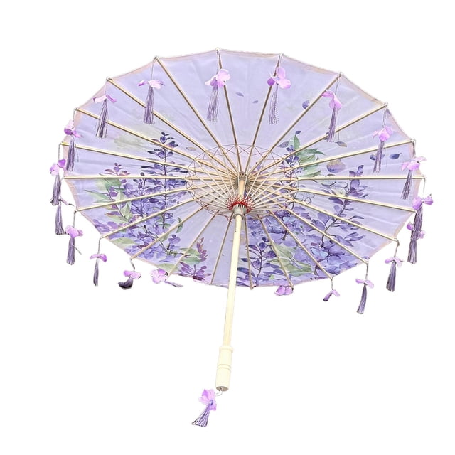 yuksok Chinese Umbrella Craft Silk Umbrella for Party Events Performance Dance Recitals Style D