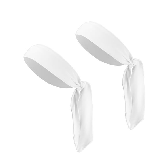 Vocoste 2 Pcs Adjustable Soft Sport Headband Sweat Wicking Gym Tennis Tie White 40.16"x2.17"