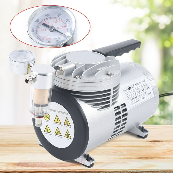 1/6HP Oilless Diaphragm Vacuum Pump Small Oil Free Vacuum Gauge Suction Pump NEW