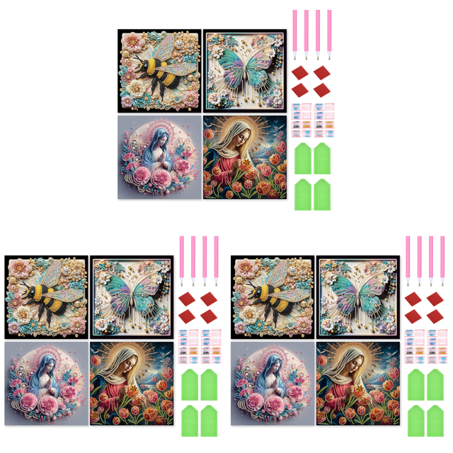 4 Uds 5D DIY Parcial Forma Especial Diamante Pintura Mariposa 30x30cm