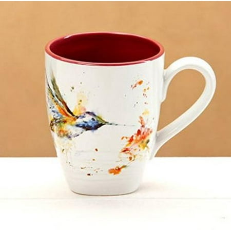 

Big Sky Carvers Hummingbird Mug - Featuring Artwork by Oregon Watercolor Painter Dean Crouser - Glazed Stoneware with Pure White Background - Holds 16 Ounces