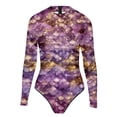 thumbnail image 4 of Swimsuit for Women Digital Scale Print Long Sleeve Bathing Suit Full Coverage Rash Guard Performance Swimwear for Beach and Pool Party, 4 of 4