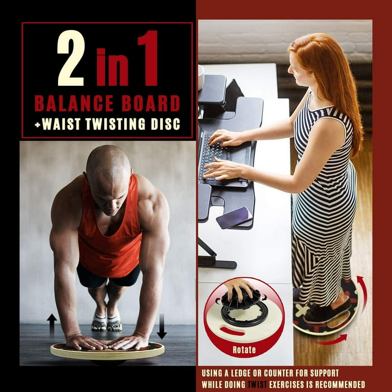 Yes4All Wooden Wobble Balance Board 16 in Surface for Exercise Balance Trainer Mathematics