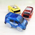 thumbnail image 3 of stanreset 3 pcs/set Track Car Includes Red Bus Blue Police and Yellow Truck Cars with 5 LED Lights, 3 of 6