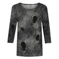 thumbnail image 5 of VKOYWKM Halloween Shirts for Women 3/4 Sleeve Funny Spiderweb Graphic T Shirt Crew Neck Loose Tunic Tops Halloween Spooky Print Tees, 5 of 6