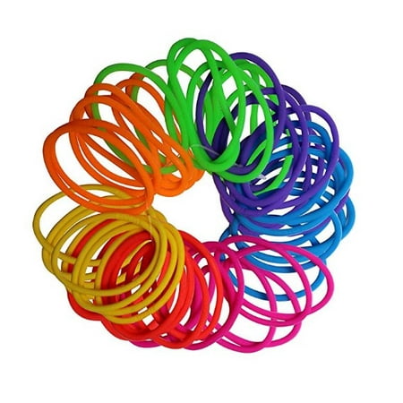 Scunci No Slip Grip Strong Hold Jelly Elastics Neon 28 Count Pack