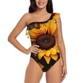 thumbnail image 4 of Daiia Vibrant Sunflower Blooms Women's One Piece Swimsuits Personalized One Shoulder Swimwear Asymmetric Ruffle Bathing Suits-X-Large, 4 of 8