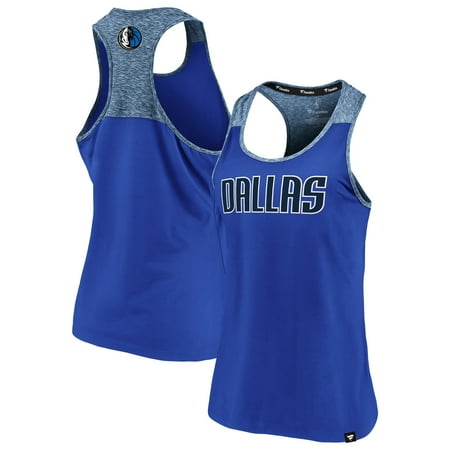 Women's Fanatics Branded Blue/Heathered Blue Dallas Mavericks Made to Move Static Performance Racerback Tank Top
