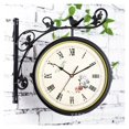 thumbnail image 4 of Horloge Murale Rétro en Fer Forgé Double Face Décoration de Chambre Jardin Extérieur Rotation 360 Degrés Mur Antique, Largement Utilisation, 4 of 5