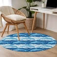 thumbnail image 4 of Ocean Dolphin Round Area Rug 4Ft Washable Circle Rugs for Bedroom Dining Room, Summer Blue Nautical Coastal Waves Non-Slip Carpet Floor Mats Indoor Outdoor Carpet Runner Aesthetic Home Decor, 4 of 8