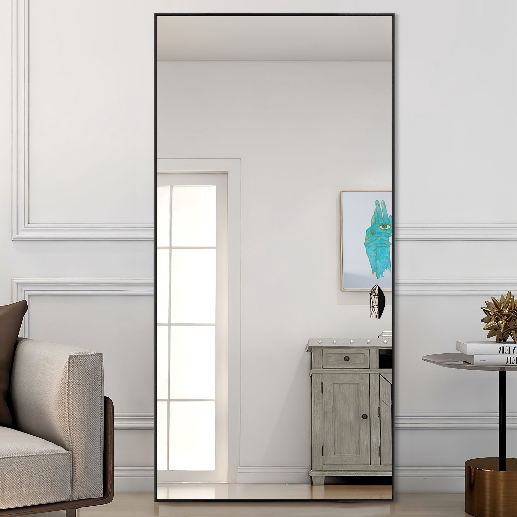 71" x 32" Full Length Mirror Standing Rectangle Body Dressing Floor Mirrors Black