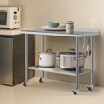 thumbnail image 2 of 48x24 In Stainless Steel Work Table with Wheels Hooks and Backsplash Adjustable Shelf Heavy Duty Commercial Prep Table for Kitchen Garage Home Use, 2 of 6