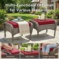 thumbnail image 5 of Unnifurnzi Patio Ottoman Set of 2-All Weather Wicker Outdoor Footstool with Removable Cushions Outdoor Olefin Fabric Outdoor Foot Rest for Deck Porch Balcony Garden-Gray/Red, 5 of 7
