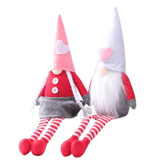 Valentines Day Gnome Plush Elf Decor 2PC Scandinavian Tomte Plush Couple Dolls Mr and Mrs Nordic Lucky Figurines Tabletop Home Decoration