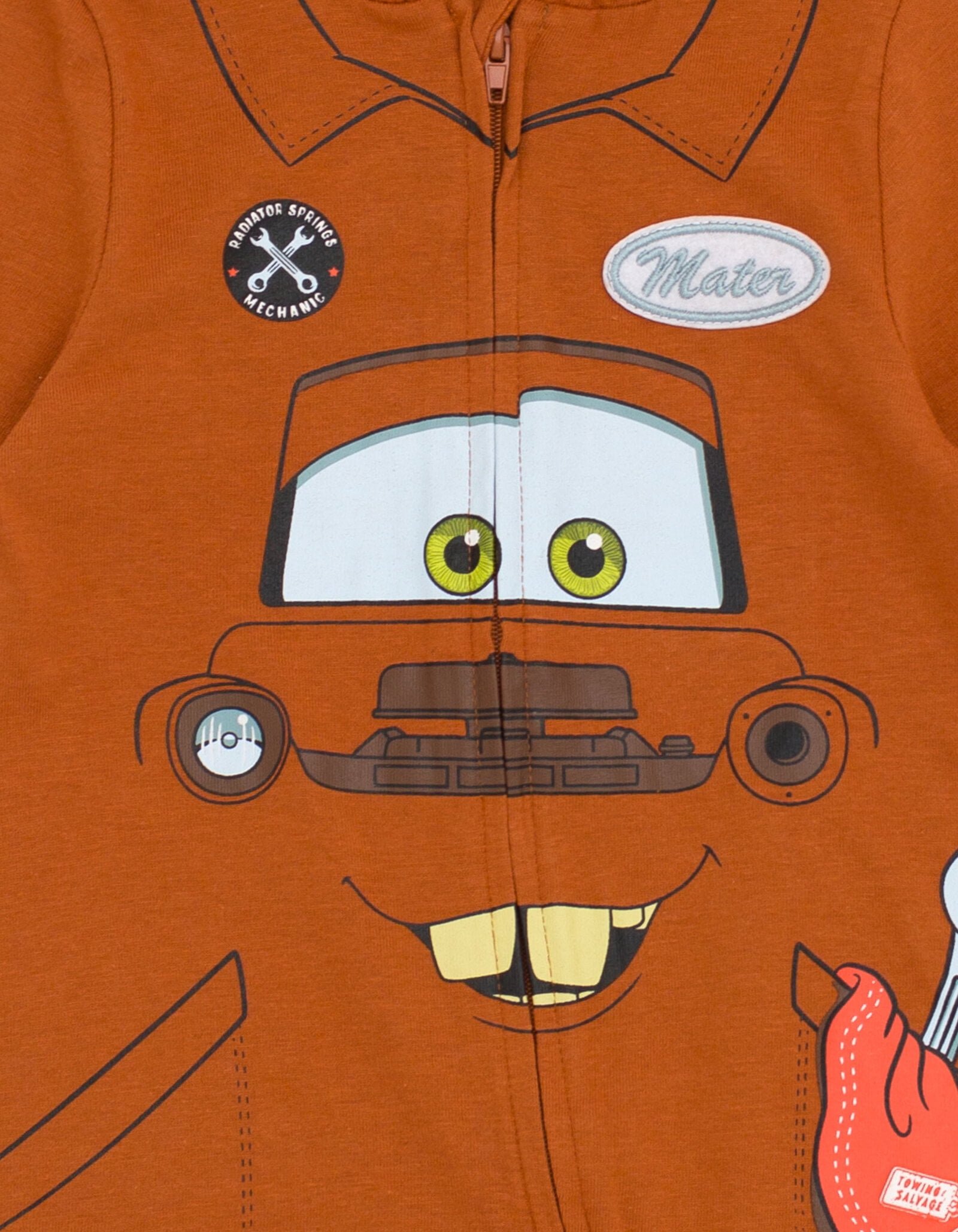 Disney Pixar Cars Tow Mater Infant Baby Boys Zip Up Coverall Newborn to Little Kid