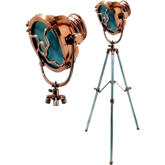 Designer Nautical Copper Finish Spotlight Collectable Searchlight Studio Tripod Floor Lamp