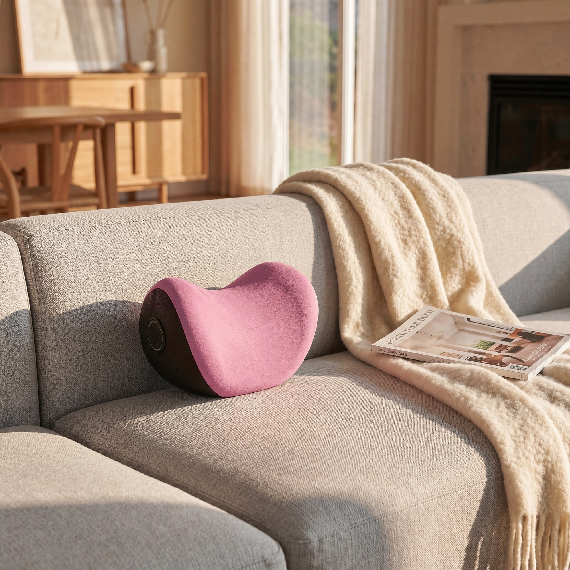 Unique Bargains Neck Pillow Cotton Cervical Indoor Support Peach Pink 12.2" x 5.2" x 7.7"