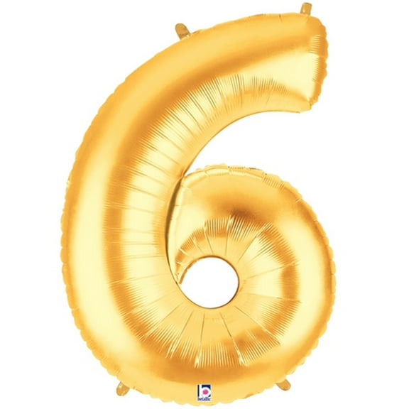 40" Metallic Gold Number 6 Balloon
