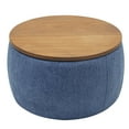 thumbnail image 4 of Round Coffee Table, BTMWAY 2 in 1 Round Storage Ottoman with Reversible Lid Tray, Upholstered Round Storage Ottoman Coffee Table with Storage, Footstool End Table for Living Room, Bedroom, Navy Blue, 4 of 9