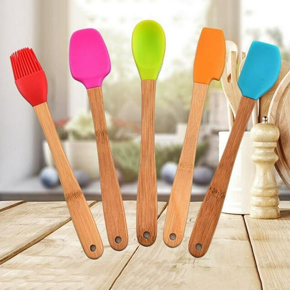 Boreal Craft Kitchen Silicone Tip Baking Utensil Mini Five Piece Set Spatula Spoon Functional Utility Gadget Baking Pans for Oven Bake Ware. Set Nonstick