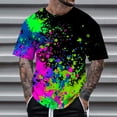 thumbnail image 2 of Mens Spring Autumn All Print Short Sleeve Round Neck T Shirt Floral Trend Bottoming Shirt Tops Clothes, 2 of 4