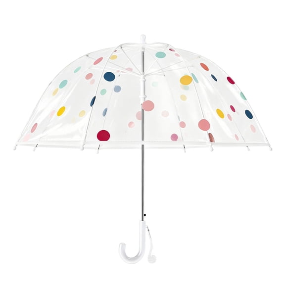 Automatic Arch Transparent Long Handle With Playful Polka Design Windproof Travel Umbrella Sports Umbrella Beach Umbrella Big Kids Umbrella Umbrella Stand Umbrella Umbrella for Kids Clear Kids