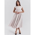 thumbnail image 5 of Women'S Corset Midi Dress Casual Flowy A Line Boat Neck Wedding Guest Dresses with Pockets Light Gray M, 5 of 9
