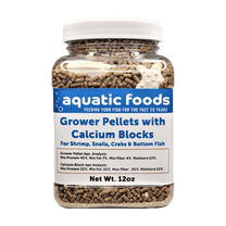 Shrimp Pellets, 40% Protein Sinking Pellets, 1/16" x 3/8" Pellets for Shrimp, Snails, Crabs, Catfish, Plecos for All Tropical Fish, Pellets by Zeigler..12oz Small Jar