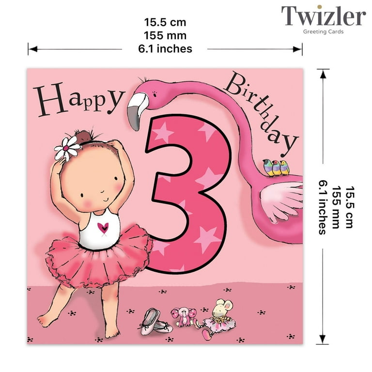 Twizler 3rd Birthday Card for Girls Ballerina Children's Age