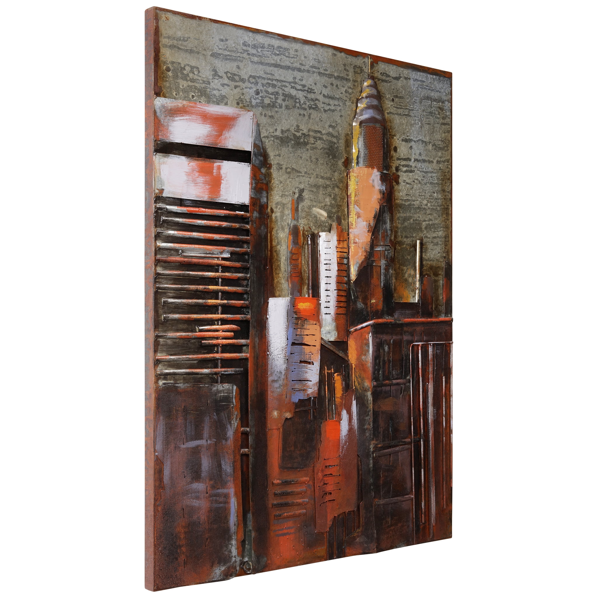 Empire Art Direct The Empire State & The Chrysler Building Hand Painted 3D Metal Wall Art, 40" x 30" each, Ready to Hang
