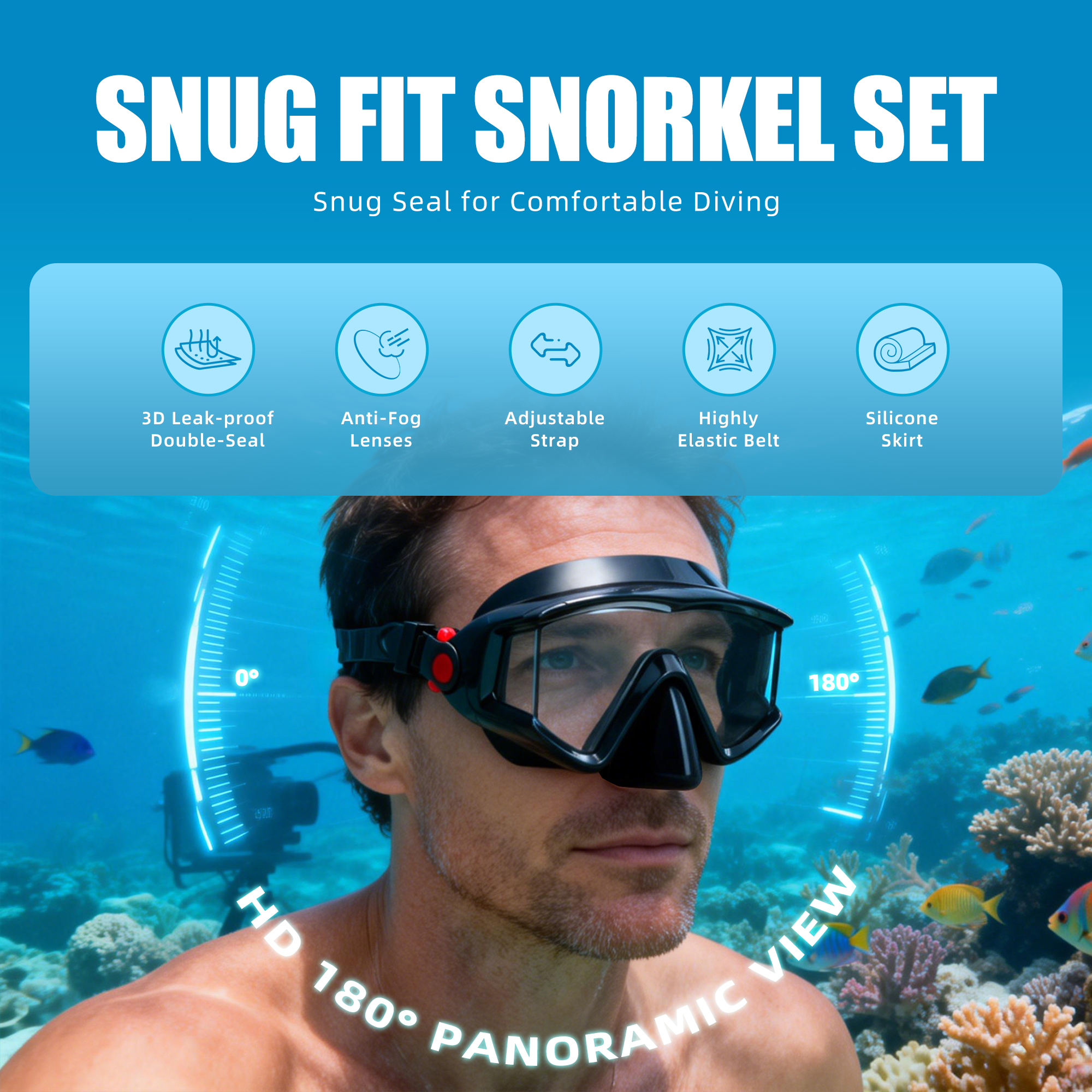 Aegend Adult Snorkel Set with Dry Top photo 8