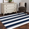 thumbnail image 3 of Navy Blue 4x6 Area Rugs for Living Room, and Grey Stripe Abstract Geometric Striped Non Slip Floor Mat Washable Low-Profile Indoor Carpet for Bedroom, Dining Room, Bathroom, 3 of 9