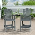thumbnail image 4 of Aoodor Tall Adirondack Chairs Set of 2, HDPE Outdoor Bar Stools with Connecting Tray, Patio Furniture for Backyard, Garden, or Balcony (Gray), 4 of 10
