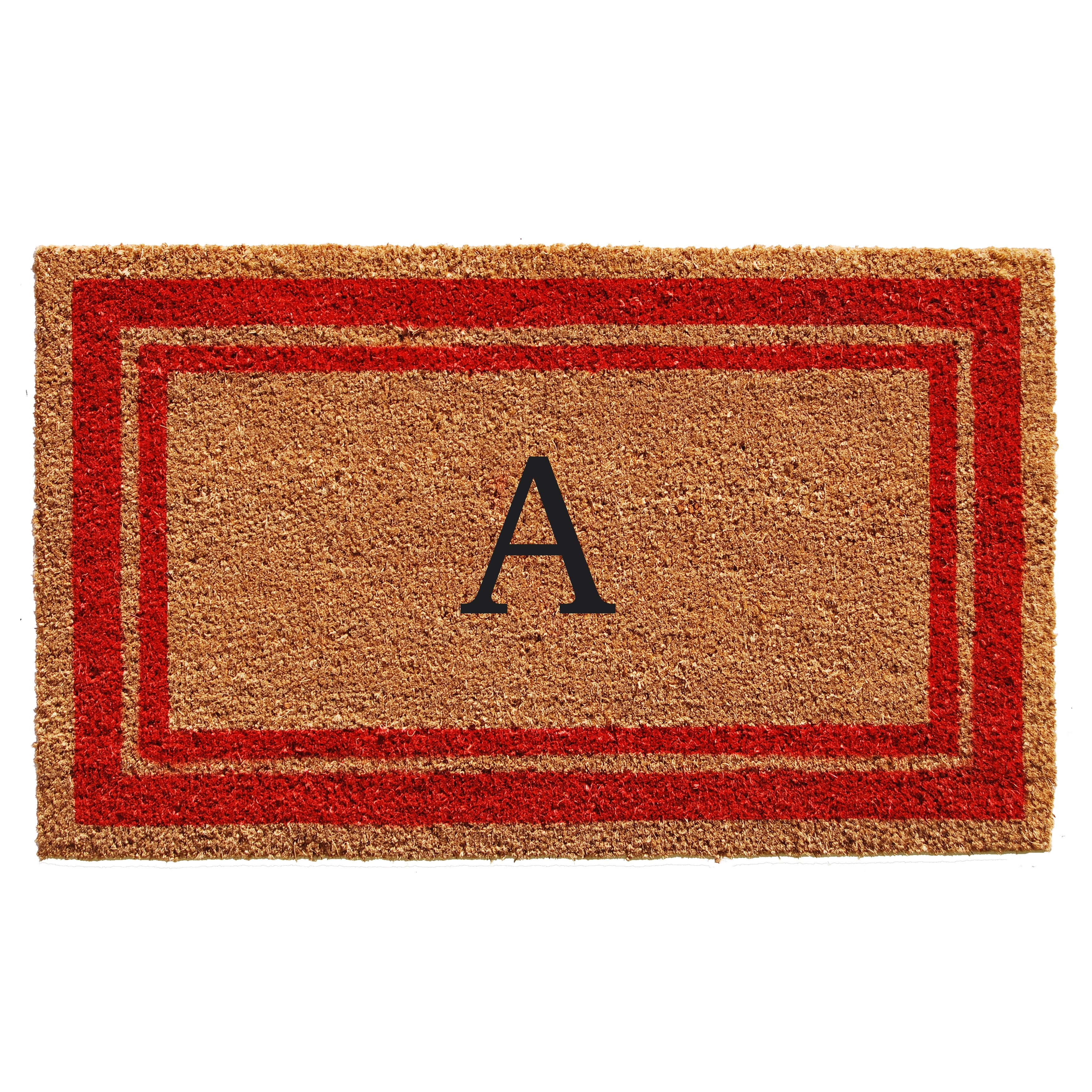 Momentum Mats Red Border Monogram Doormat (1'6 x 2'6)