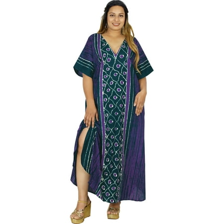 

HAPPY BAY Women s Relaxed Fit Caftan Maxi Robe Sleepwear 2X-3X Violet-AC230