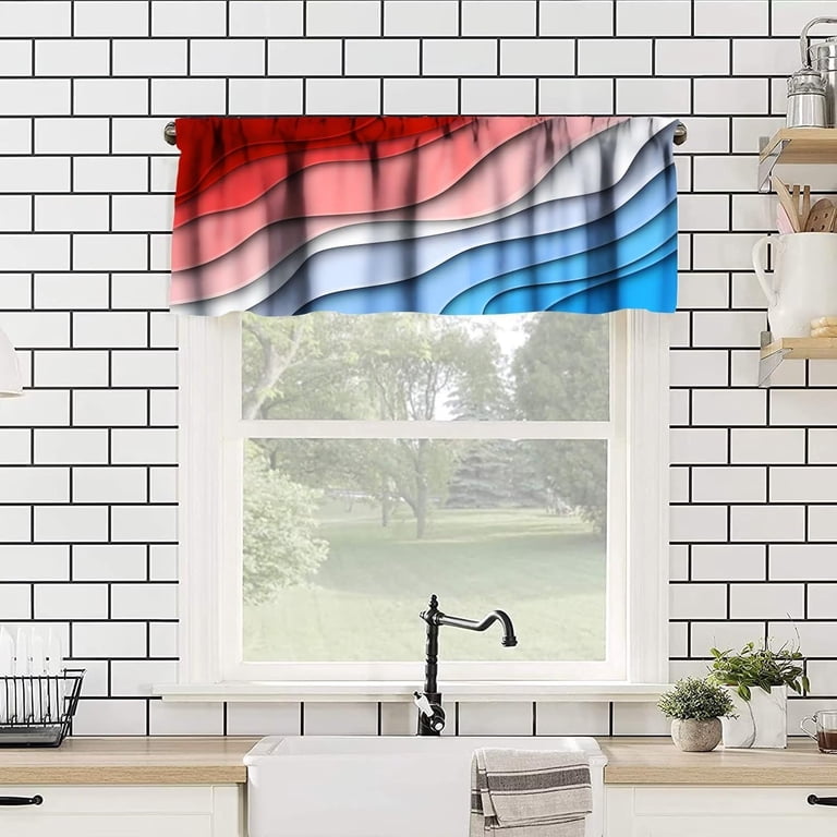Geometric Gray Curtain Valance - 54x18 Inch Rod Pocket Window Valance For Kitchen, Bathroom, Bedroom