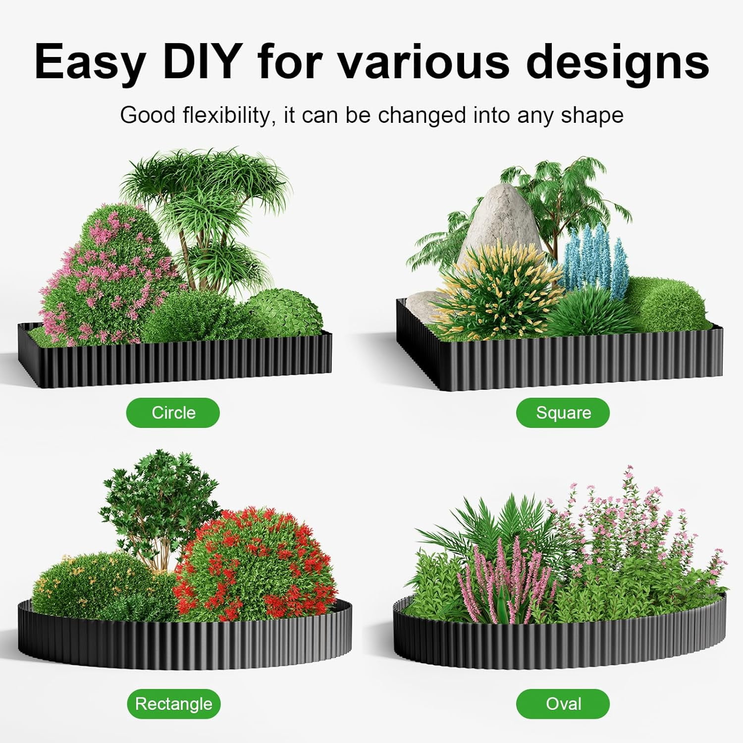 Land Guard Corrugated Garden Edging Border, 10" x 50' Landscape Paver Edging, Tall Landscape Edging, Fence for Garden, Flower Bed, Lawn and Landscape Edging (Glossy Black)