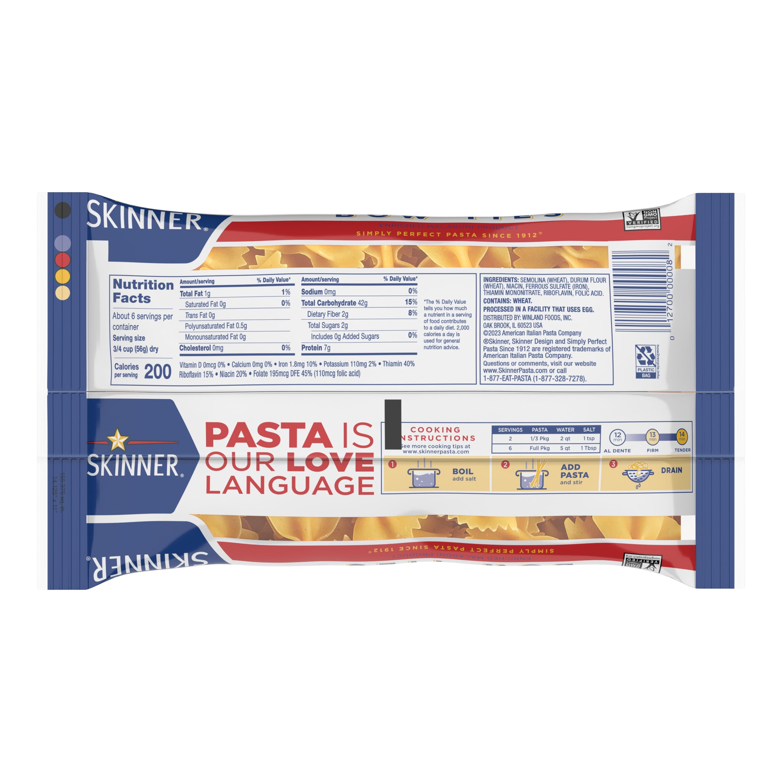 (4 pack) Skinner 12 oz Bow Tie Pasta