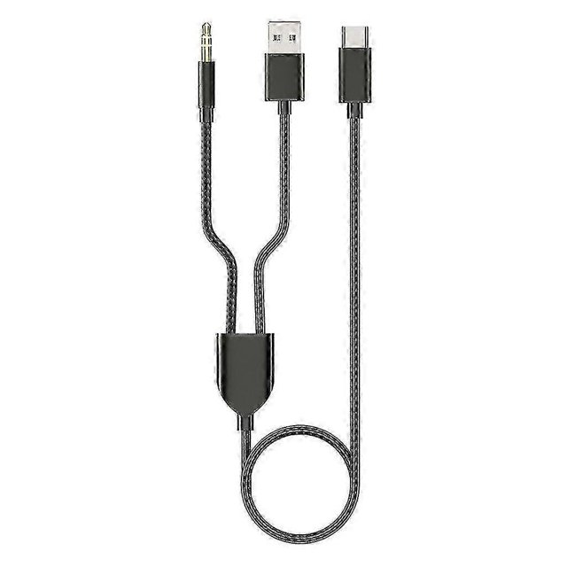 1 Split 2 Type C To Usb A 3.5mm Aux Cable Stereo Hifi Sound For Car Speakers -aa