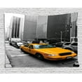 thumbnail image 1 of City Tapestry, Yellow Cab in New York City Touristic Attractions Traffic Road Photography, Wall Hanging for Bedroom Living Room Dorm Decor, 60W X 40L Inches, Marigold Grey Black, by Ambesonne, 1 of 2