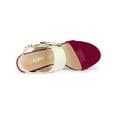 thumbnail image 4 of BLISSFUL STEP Slingback Sandals Contrast Color Chunky Heel Big Circle Buckle Sandals Hot Pink White 10, 4 of 7