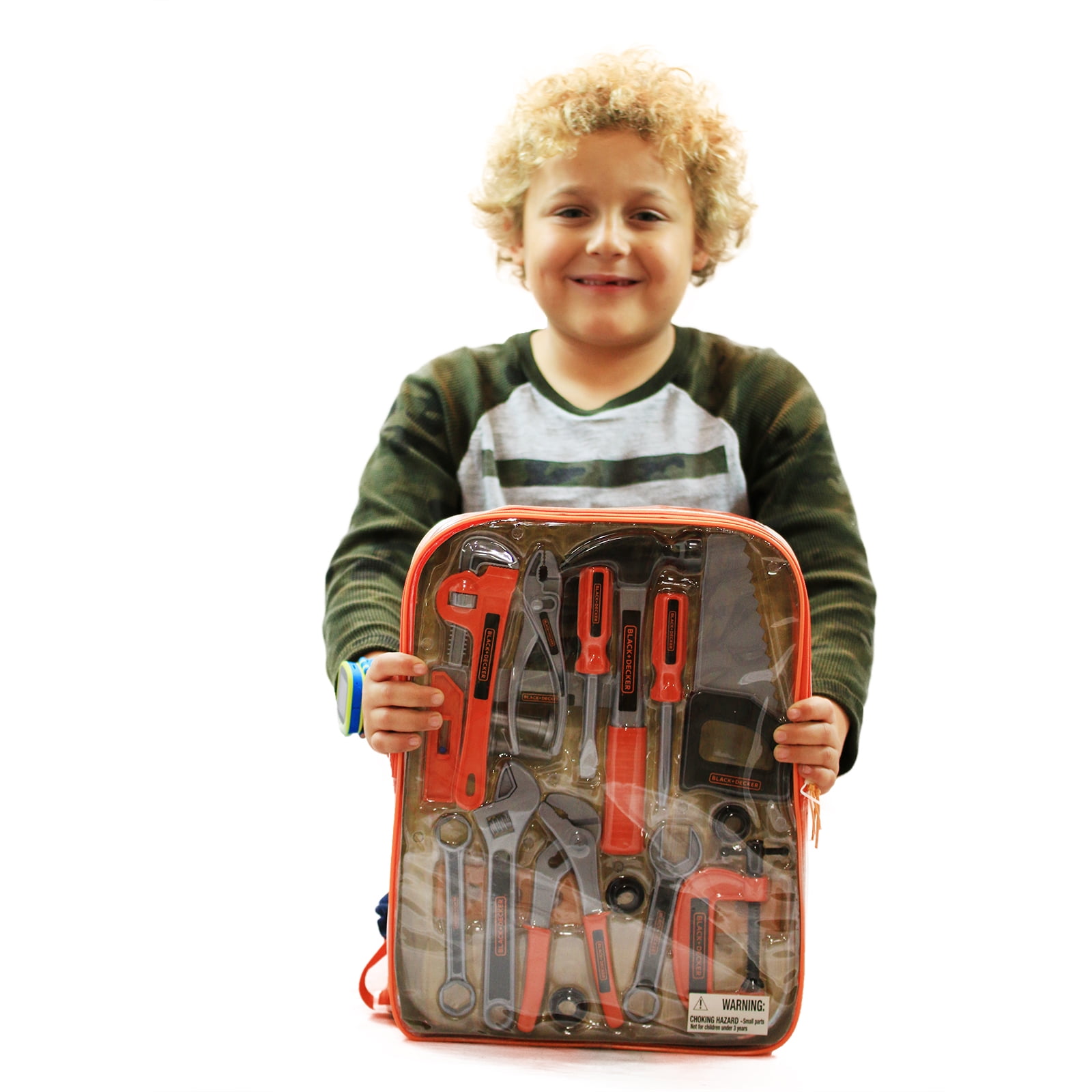  Black + Decker 23-Piece Kids Junior Tool Set Kids Pretend Play  Tools Backpack, 23 Tools & Accessories, Hammer, Phillips Screwdriver, Saw,  Pliers Adjustable Wrench & More! For Boys & Girls Ages