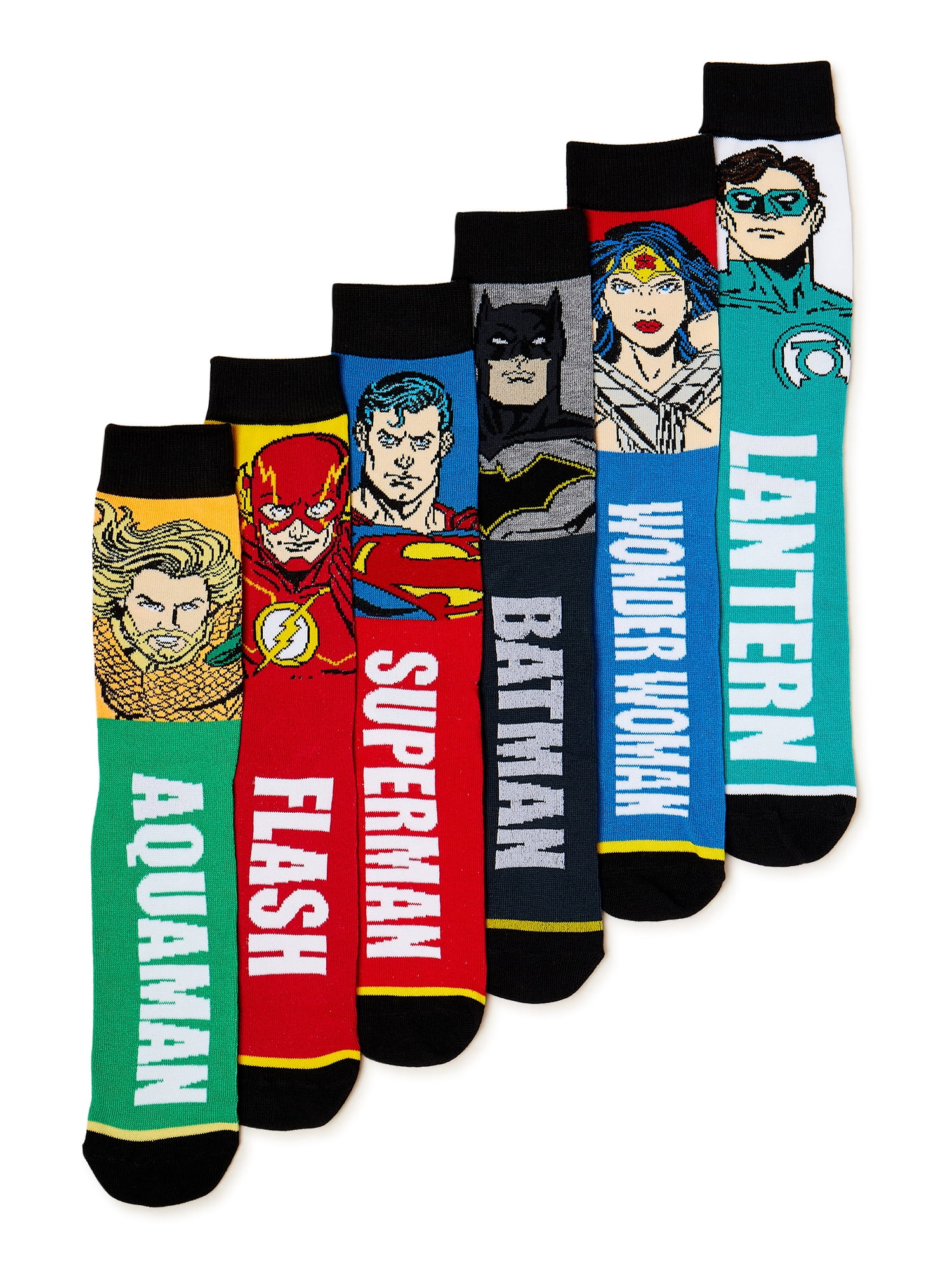 Justice League Men's Crew Socks, 6-Pack