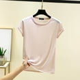 thumbnail image 2 of Womens Short Sleeve Cotton Tops Summer Cozy Lightweight Modal Base Pajama Tees Undershirt Crewneck Tshirts Casual (L, Pink), 2 of 6