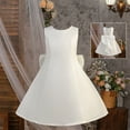 thumbnail image 2 of Pearl White Backless Party Dress – Bow Accent Gown for Girls, New Arrival Princess Style, Celebration Pair to Girls Black Skirt Formality, 2 of 8