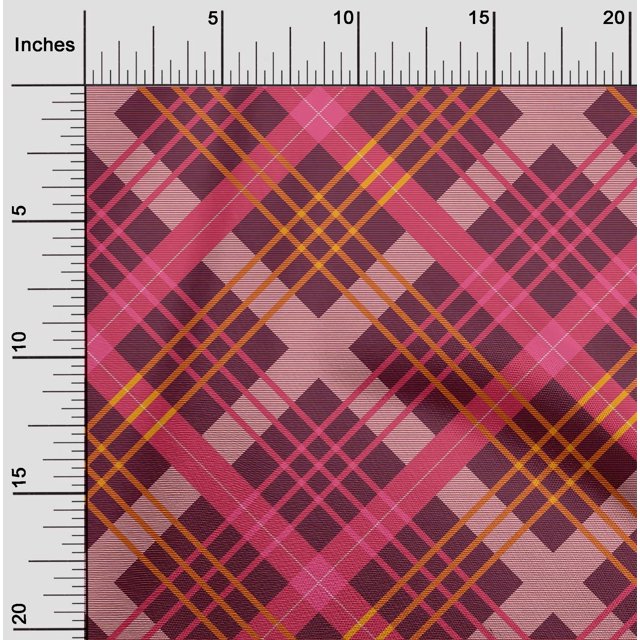 oneOone Polyester Lycra Fabric Tartan Check Printed Fabric 1 Yard 56 Inch Wide
