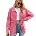thumbnail image 1 of Qudderr Veste en Jean pour Femmes, Manches Longues, Décontractée, Style Cowboy, Printemps Automne, P-TTG, 1 of 9