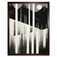 thumbnail image 1 of Abstract Mountain Landscape Lake Sunrise Linocut Art Print Framed Poster Wall Decor 12x16 inch, 1 of 5
