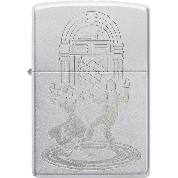 Zippo Lighter: Swing Dancing Couple, Engraved - Satin Chrome 48728