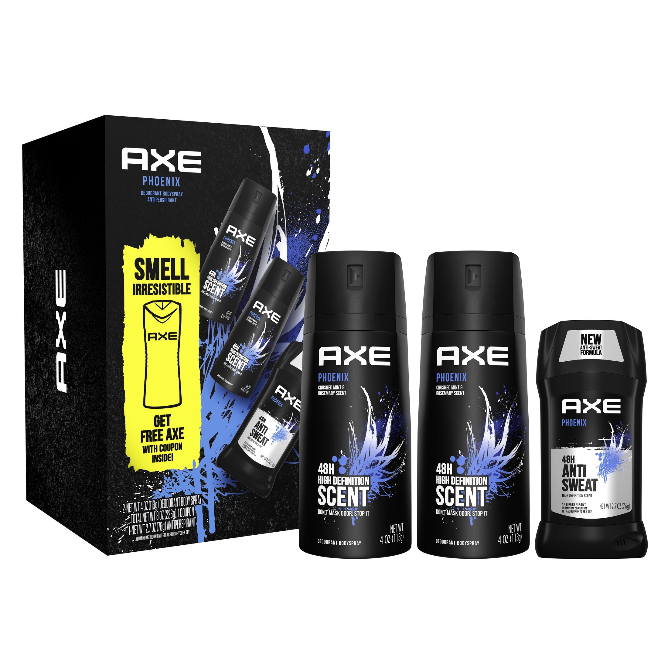 ($21 VALUE) AXE Phoenix Gift Box for Men Antiperspirant Deodorant Stick, 3 Pack